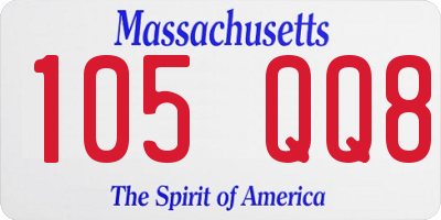 MA license plate 105QQ8