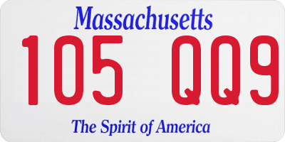 MA license plate 105QQ9