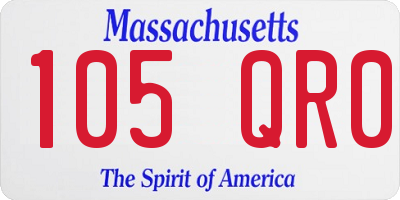 MA license plate 105QR0
