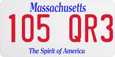 MA license plate 105QR3
