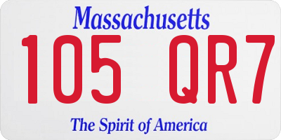MA license plate 105QR7