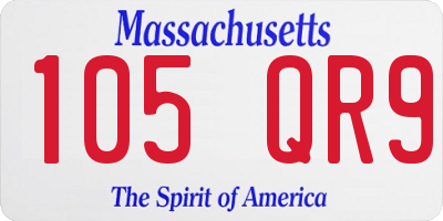 MA license plate 105QR9