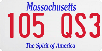 MA license plate 105QS3