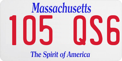 MA license plate 105QS6