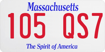 MA license plate 105QS7