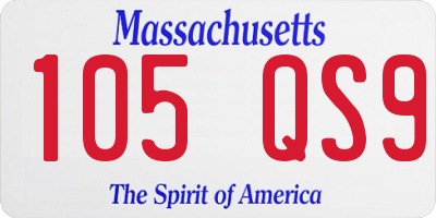 MA license plate 105QS9