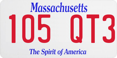 MA license plate 105QT3