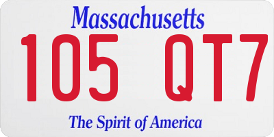 MA license plate 105QT7