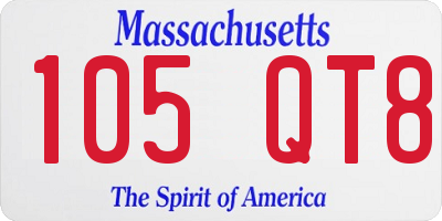 MA license plate 105QT8