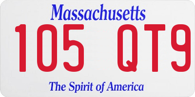 MA license plate 105QT9