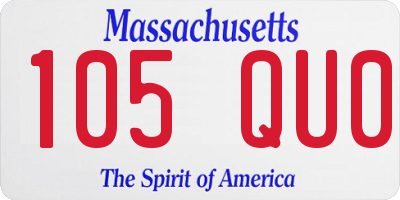 MA license plate 105QU0