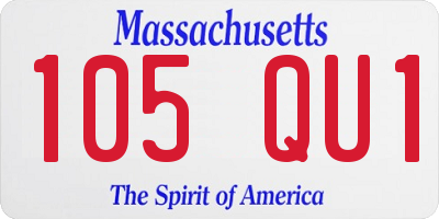 MA license plate 105QU1
