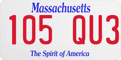 MA license plate 105QU3