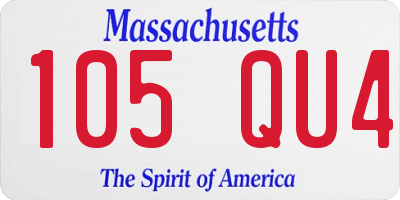MA license plate 105QU4