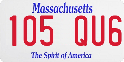 MA license plate 105QU6