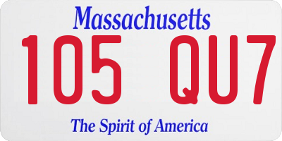 MA license plate 105QU7