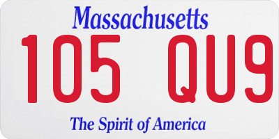 MA license plate 105QU9