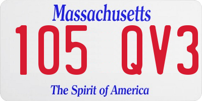 MA license plate 105QV3