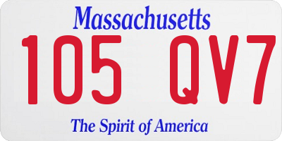 MA license plate 105QV7