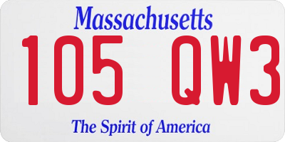 MA license plate 105QW3
