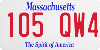 MA license plate 105QW4