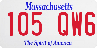 MA license plate 105QW6