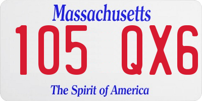 MA license plate 105QX6