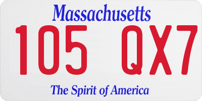 MA license plate 105QX7