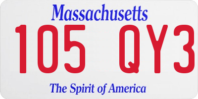 MA license plate 105QY3