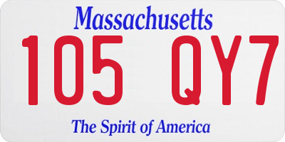 MA license plate 105QY7
