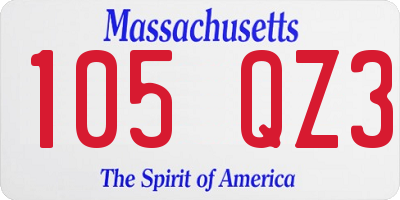 MA license plate 105QZ3