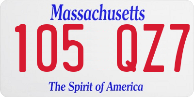 MA license plate 105QZ7