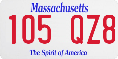 MA license plate 105QZ8