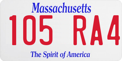 MA license plate 105RA4