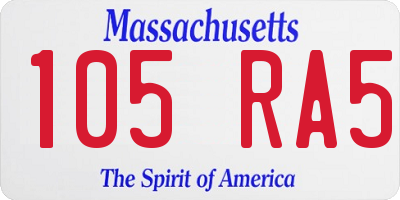 MA license plate 105RA5
