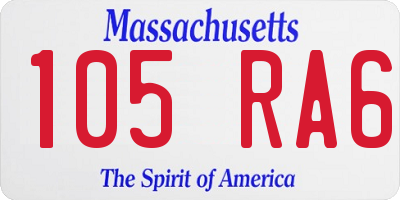 MA license plate 105RA6