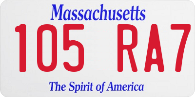 MA license plate 105RA7