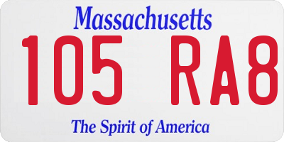 MA license plate 105RA8