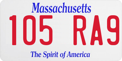 MA license plate 105RA9