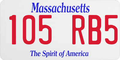 MA license plate 105RB5