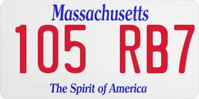 MA license plate 105RB7