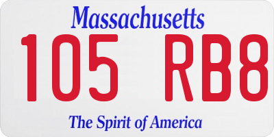 MA license plate 105RB8