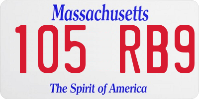 MA license plate 105RB9