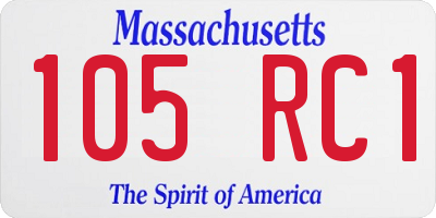 MA license plate 105RC1