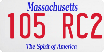 MA license plate 105RC2