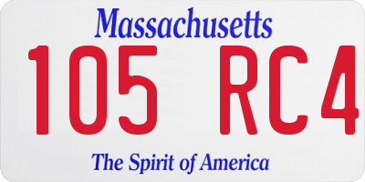 MA license plate 105RC4