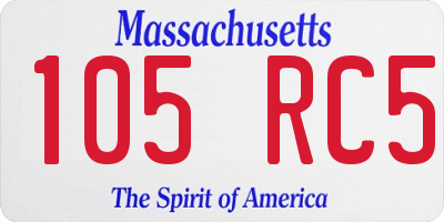 MA license plate 105RC5