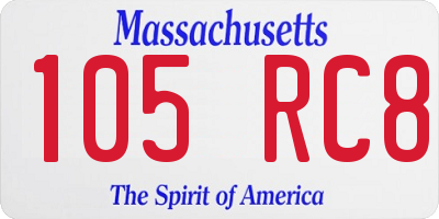 MA license plate 105RC8