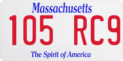 MA license plate 105RC9