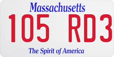 MA license plate 105RD3